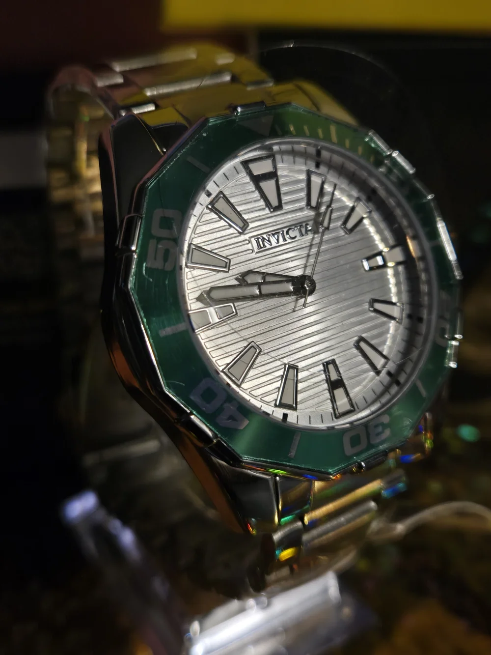 79015 Invicta Diver Meridian Men's Watch Silver Green Bezel 46mm MG68 Quartz